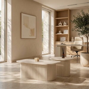 Table basse Duo Cannelé – Design moderne et élégant - Beige