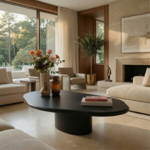 Table basse Aura – Design organique et lignes arrondies - Noir