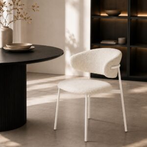 Chaise Elora – Design contemporain en tissu texturé - Blanc