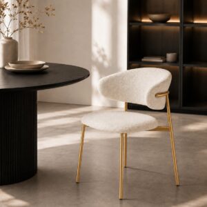 Chaise Elora – Design contemporain en tissu texturé - Doré
