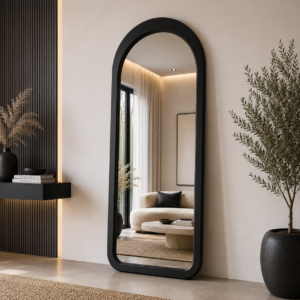Miroir Élégance Arquée – Grand miroir au design intemporel - 180 × 90 cm, Noir